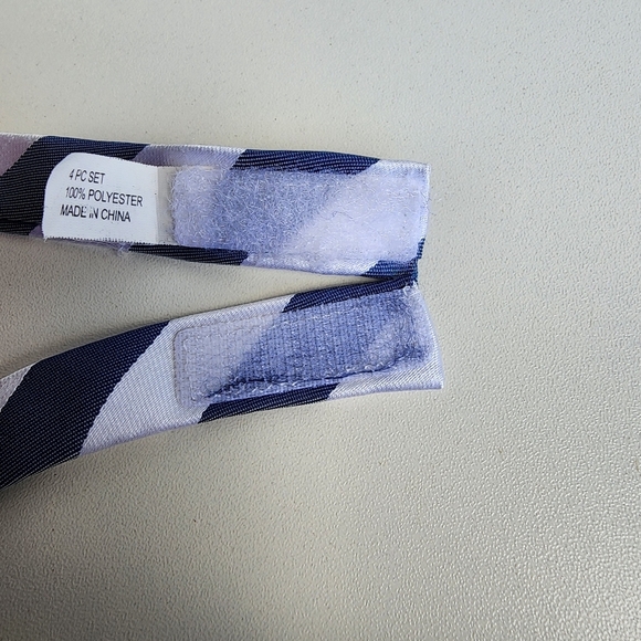 Blue White Striped Toddler Boys Bow Tie 4" Wide" - Picture 3 of 7